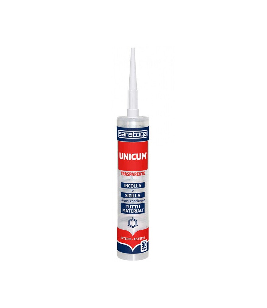 Saratoga Unicum Sigillante Adesivo Universale Polimero Ibrido Trasparente - Cartuccia da 300g